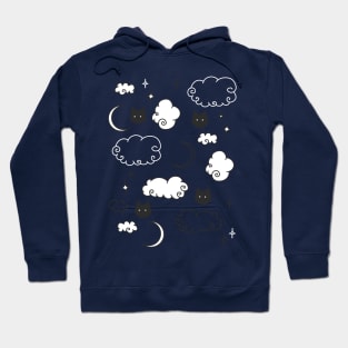 Cat Cloud Night Sky Pattern Hoodie